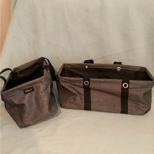 (2) Thirty One Tiny Utility Totes in Charcoal Crosshatch